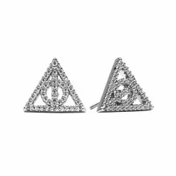 Best deal ⭐ Origami Owl Harry Potter Silver Deathly Hallows Pave Stud Earrings 🔥