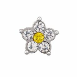 New 😀 Origami Owl Silver Clear + Yellow Crystal Flower Charm 👏