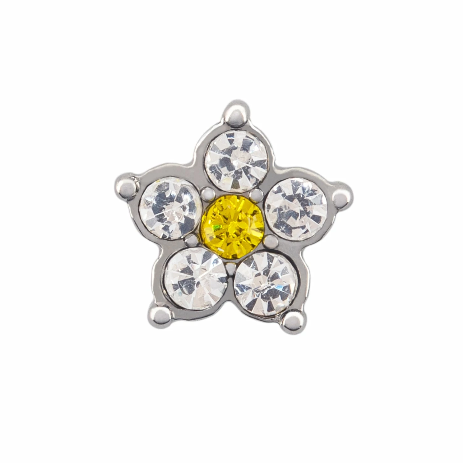 New 😀 Origami Owl Silver Clear + Yellow Crystal Flower Charm 👏 3 New 😀 Origami Owl Silver Clear + Yellow Crystal Flower Charm 👏