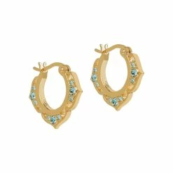 Top 10 🌟 Origami Owl Disney Gold Mini Hoop Earrings with Aqua Crystals 🤩