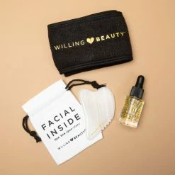 Coupon 💯 Willing Beauty Gua Sha Starter Set | Facial Tool, Born to Glow Elixir + Headband 🤩