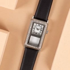 Cheap 😍 Origami Owl Silver Storyteller ⌚ Watch with Black Leather Band 🔥