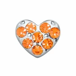 New 🔥 Origami Owl Silver Heart with Orange Crystals Charm ❤️