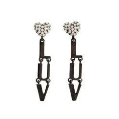 Cheap 🥰 Origami Owl Black "LUV" Pave Heart Drop Earrings 😀